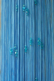 Шторы нити Стеклярус голубой с тройными биконусными голубыми камнями № 11