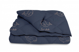 Одеяло  WASHED COTTON  light Синие киты (200 г/м2)
