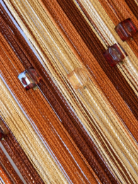 Шторы нити Радуга Стеклярус коричневый шоколад и бежевый с квадратным бежевим и венге камнем № 132