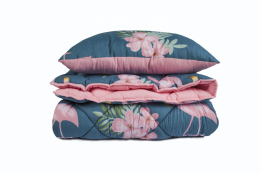 Комплект Одеяло  WASHED COTTON  150*210 см Фламинго (комбинированный) (350 г/м2) + Подушка 50*70 см