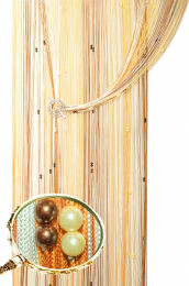 Шторы нити Радуга Жемчуг белый терракотовый оранжевый с двойным шоколадним и шампань жемчугом № 231