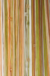 Шторы нити Радуга Стеклярус оранжевый бежевый и оливковый с квадратным прозрачным коричневим и оливковым камнем № 106