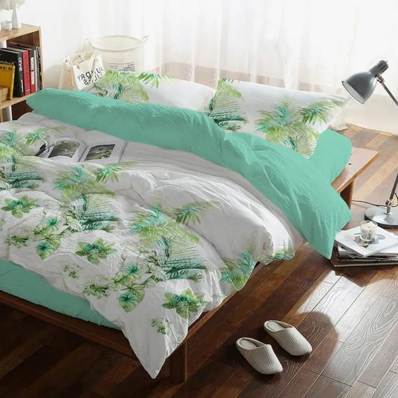 Фото Комплект постельного белья  WASHED COTTON  light Тропик зеленый