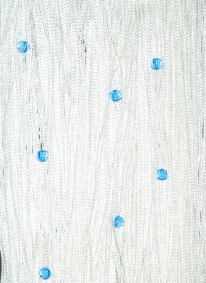 Фото Шторы нити Стеклярус однотонные белые с круглым голубым камнем № 1+11