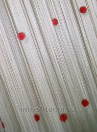 Шторы нити Стеклярус однотонные белые с круглым красным камнем № 1+17