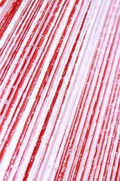 Шторы нити Радуга Дождь с серебристым люрексом белый красный № 1+17