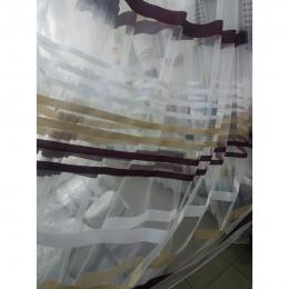 Тюль фатин с цветными полосами (3-х цветная) Fatin-colore-polosa Бежевый з коричневым