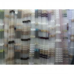 Тюль фатин с цветными полосами (3-х цветная) Fatin-colore-polosa Бирюза бежевым