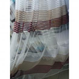 Тюль фатин с цветными полосами (3-х цветная) Fatin-colore-polosa Бежевый з бордовым