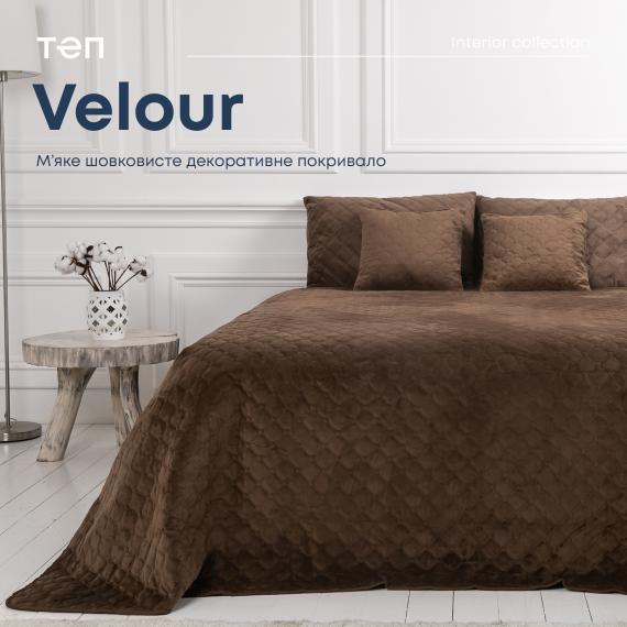 Фото Покривало ТЕП  VELOUR  150*210 см коричневе/ромб круглий