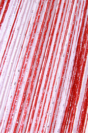 Шторы нити Радуга Дождь с серебристым люрексом белый красный № 1+17
