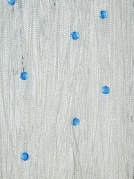 Шторы нити Стеклярус однотонные белые с круглым голубым камнем № 1+11