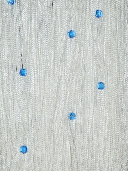 Фото Шторы нити Стеклярус однотонные белые с круглым голубым камнем № 1+11