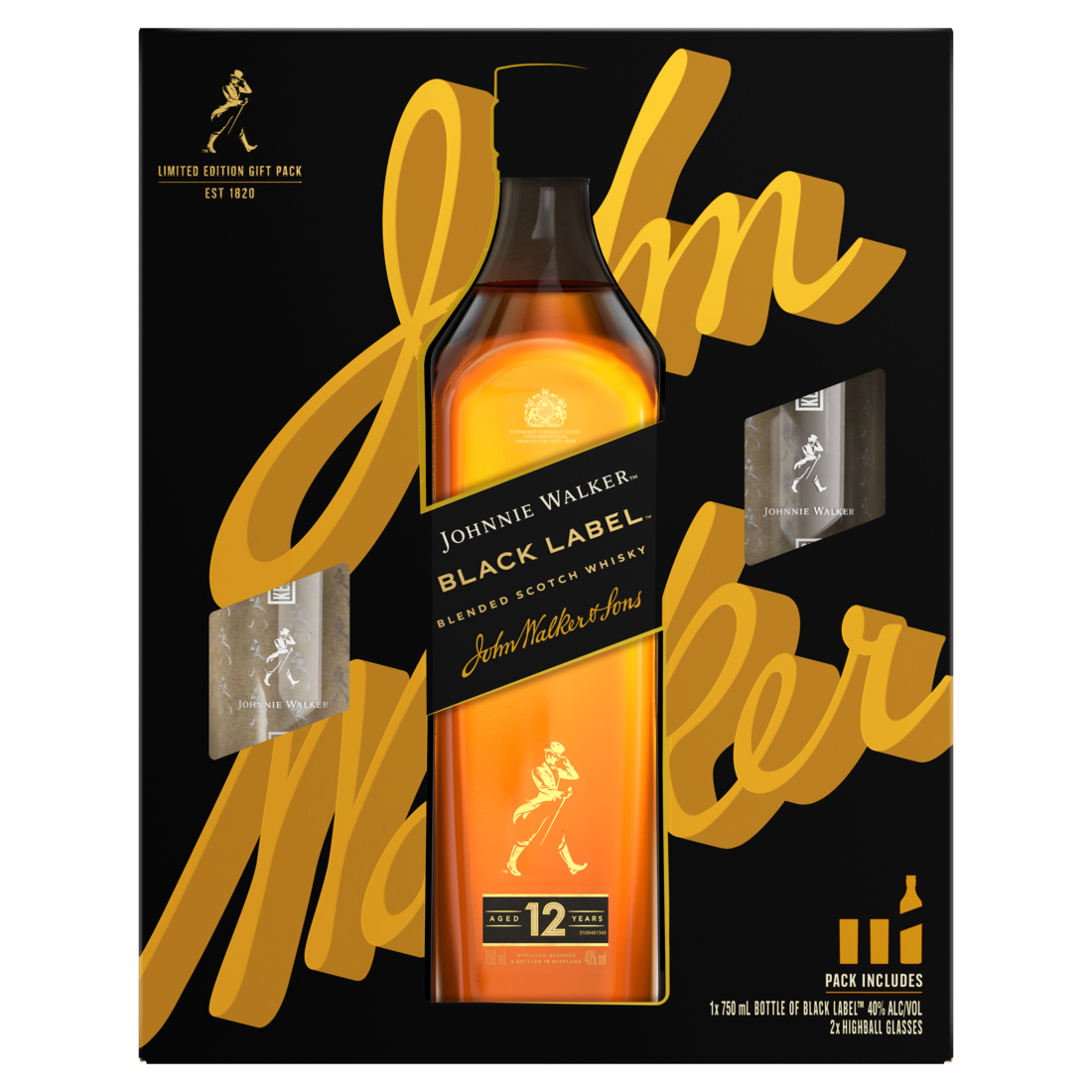 Віскі Johnnie Walker Black label 12 років 0,7л. подарунковий набір