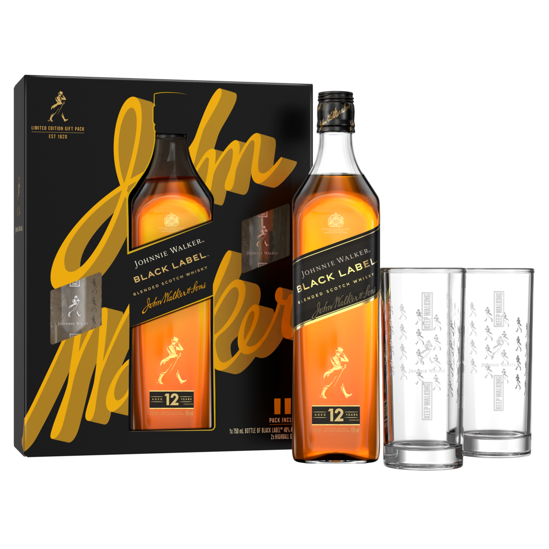 Віскі Johnnie Walker Black label 12 років 0,7л. подарунковий набір