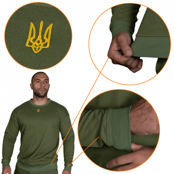 Фото Світшот Basic Олива (золотий тризуб)