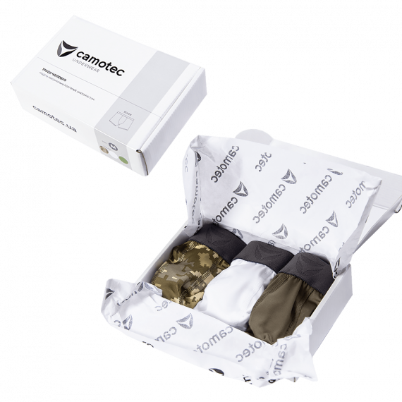 Фото Комплект чоловічих трусів-боксерів  Білі/Олива/Піксель