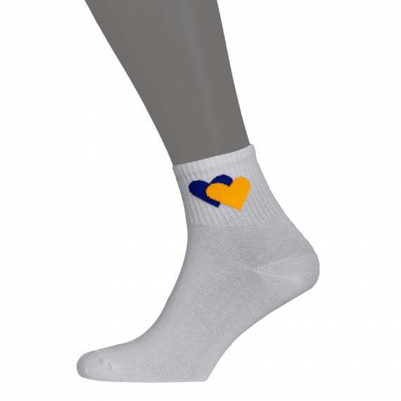 Фото Шкарпетки Жовто-блакитні серця Сірі