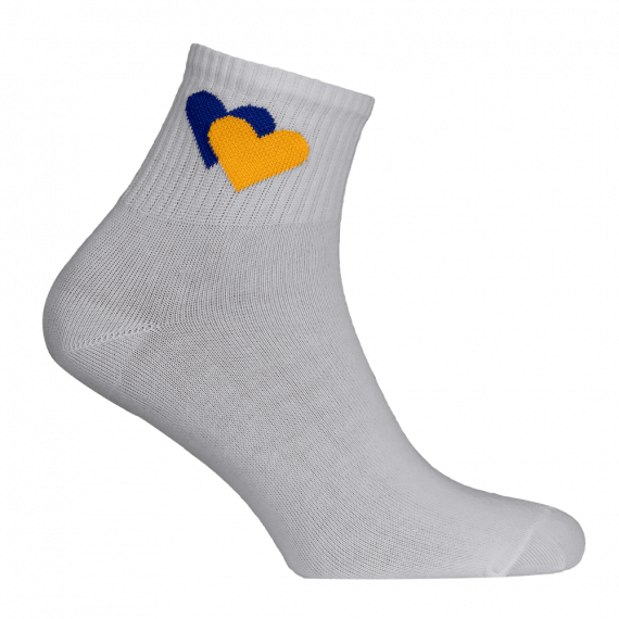 Фото Шкарпетки Жовто-блакитні серця Сірі