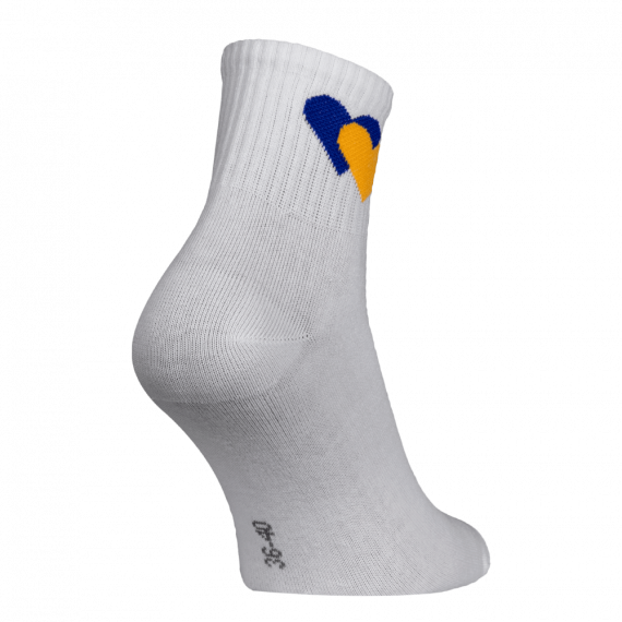 Фото Шкарпетки Жовто-блакитні серця Сірі