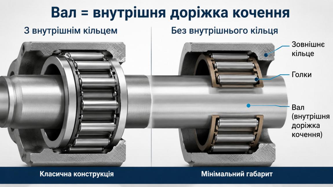 Голчасті підшипники без внутрішнього кільця (серії HK, NA, NK) як правильно підібрати за розмірами валу
