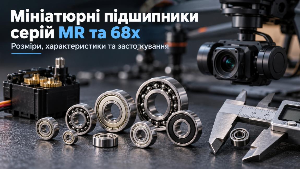 Мініатюрні підшипники серій MR та 68x (MR52–MR148, 681–688): таблиці розмірів та добір для сервоприводів і підвісів камер (Gimbal)