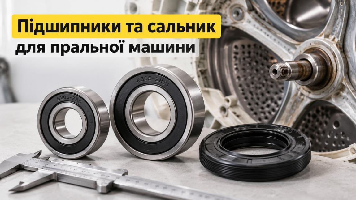 Підшипники та сальники для пральних машин (Indesit, LG, Samsung, Bosch, Whirlpool): таблиця добору комплектів (6203-2RS, 6204-2RS, 6205-2RS, 6206-2RS, 6305-2RS)