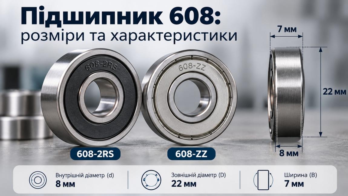 Підшипники 608-2RS (608-ZZ): добір для електросамокатів, роликових ковзанів, скейтбордів та 3D-принтерів