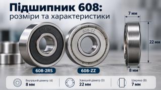 Підшипники 608-2RS (608-ZZ): добір для електросамокатів, роликових ковзанів, скейтбордів та 3D-принтерів