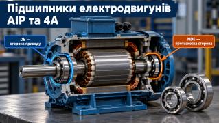 Підшипники для загальнопромислових електродвигунів (серії АИР, 4А): таблиця типорозмірів (габарити 71–250) та вибір радіального зазору (Норма vs C3)
