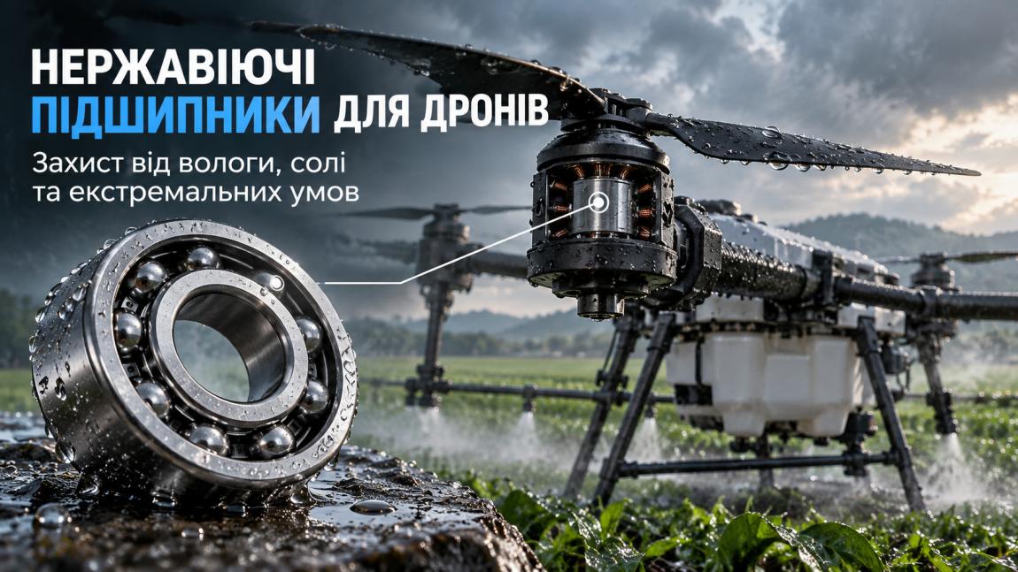Підшипники з нержавіючої сталі (Stainless Steel, марка SS / AISI 440C) для дронів: захист від вологи, солі та роботи в екстремальних умовах