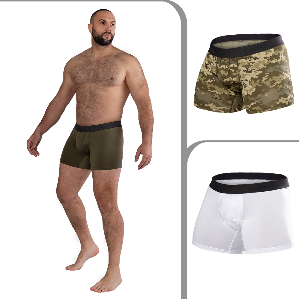 Комплект трусів X-Dry Білі/Олива/Піксель (8988), 2XL