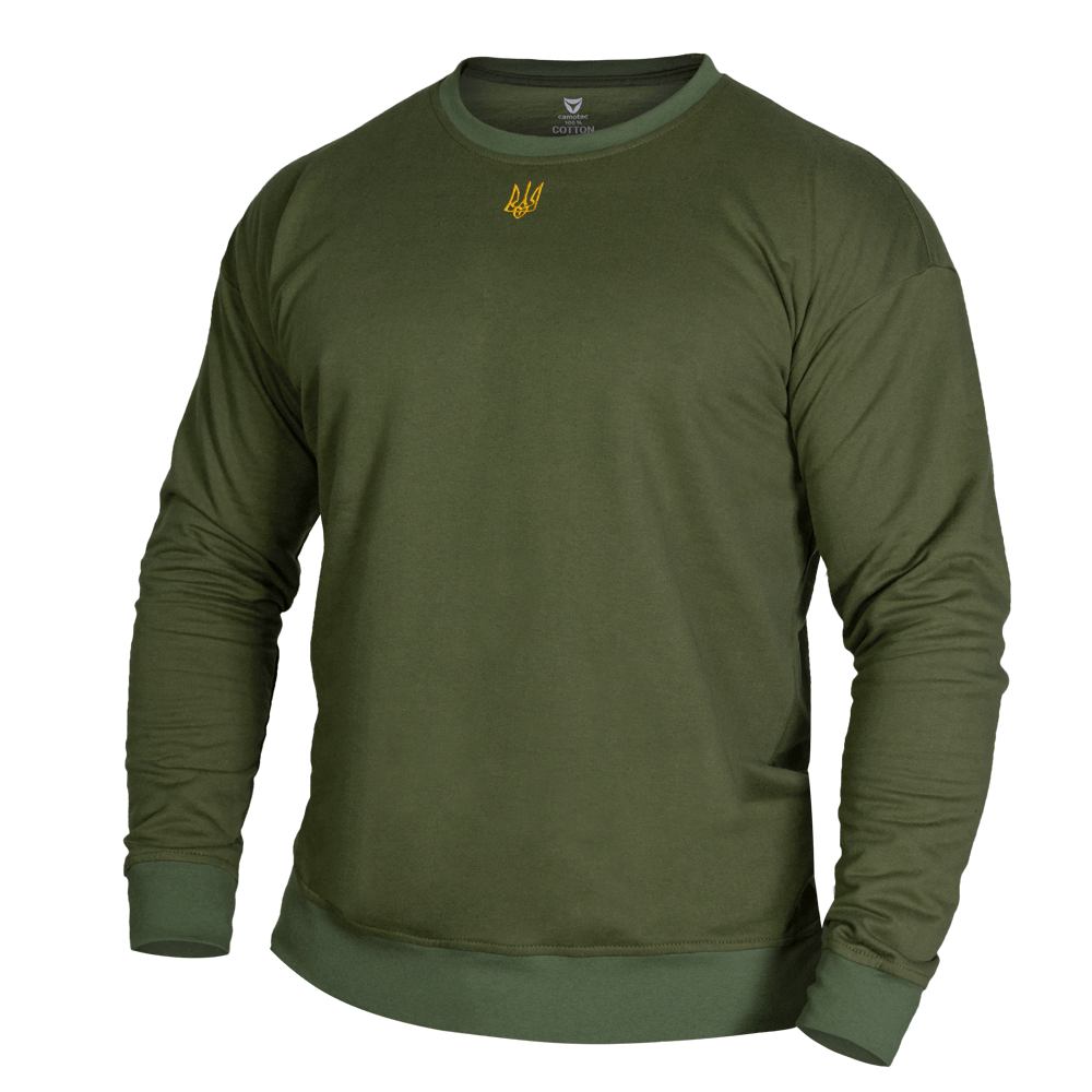 Світшот Basic Cotton Олива (золотий тризуб) (7407), M