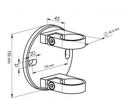 Abrazaderas verticales Ø 42,4 mm, AISI 304, SATINADO,