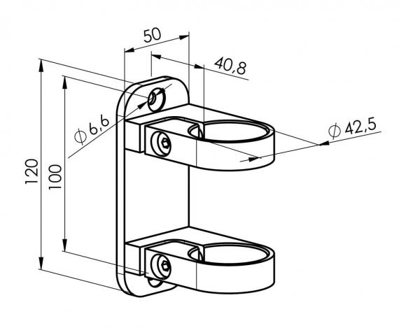 Foto Abrazaderas verticales Ø 42,4 mm, AISI 316, SATINADO.