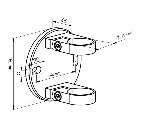 Foto Abrazaderas verticales Ø 42,4 mm, AISI 316, SATINADO