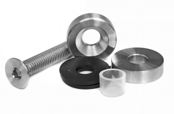 Foto Adaptador de vidrio 30/8mm orificio 10,5mm, AISI 304, SATINADO