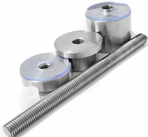 Foto Adaptador de vidrio Ø40 mm, distancia regulable 35-48 mm, AISI 304, SATINADO