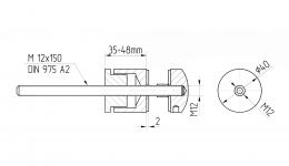 Adaptador de vidrio Ø40 mm, distancia regulable 35-48 AISI 304, SATINADO