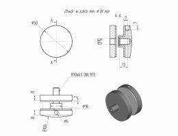 Adaptador de vidrio 50/8 mm rosca M10, AISI 304, SATINADO,
