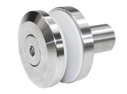 Adaptador de vidrio 50/8 mm rosca M10 con casquillo, AISI 304, SATINADO.