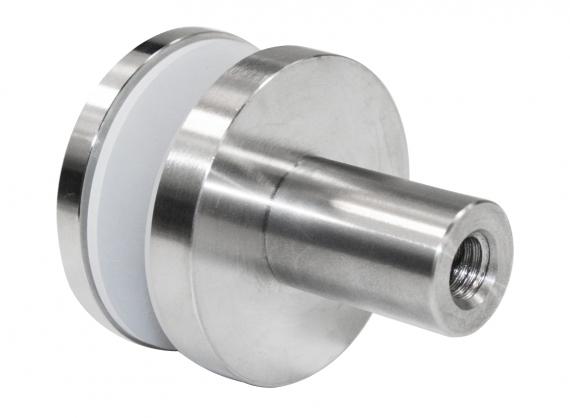 Foto Adaptador de vidrio 50/8 mm rosca M10 con casquillo, AISI 304, SATINADO.