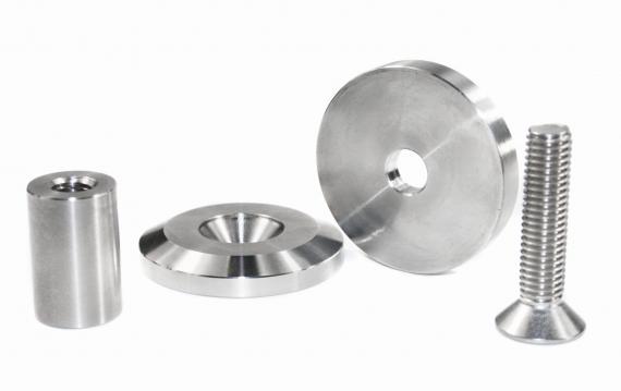 Foto Adaptador de vidrio 50/8 mm rosca M10 con casquillo, AISI 304, SATINADO.