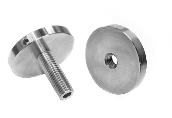 Foto Adaptador de vidrio 50/8 mm rosca M12, AISI 304, SATINADO.