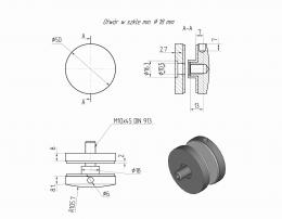 Adaptador de vidrio 50/8mm orificio 10,5mm, AISI 316, SATINADO
