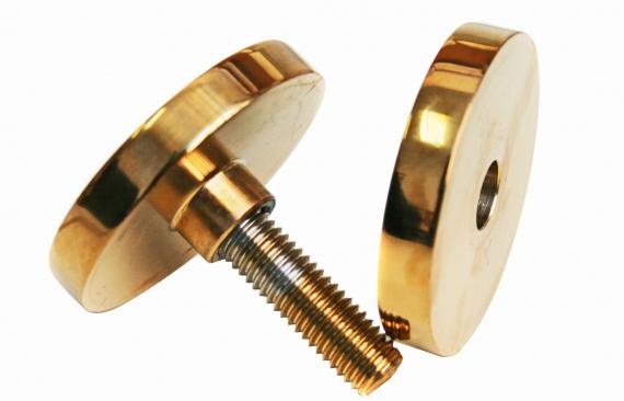 Foto Adaptador de vidrio fi 50/8 mm M10, AISI 304, DORADO Pulido