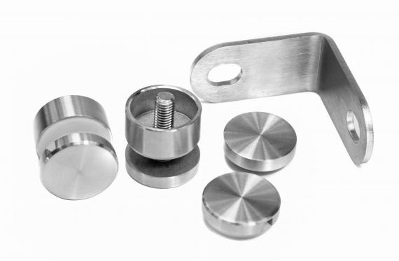 Foto Adaptador de vidrio para vidrio 90°, rótula 30 mm, AISI 304, SATINADO