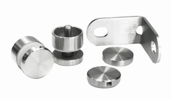 Foto Adaptador de vidrio para vidrio 90°, rótula 30 mm, con orificio de montaje Ø10,5 mm, AISI 304, SATINADO