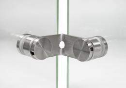Adaptador de vidrio para 90°, rótula 30 mm, con orificio montaje Ø10,5 AISI 304, SATINADO