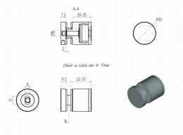 Adaptador para vidrio Ø35/30 mm, distancia regulable M8, AISI 304, SATINADO